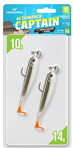 Lieblingsköder Actionpack 10cm - 2 montierte Gummifische, Farbe Lieblingsköder:Captain