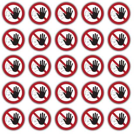 STROBO 25 pegatinas de prohibido el paso para personas no autorizadas , 9,5 x 9,5 cm, señales de advertencia con protección UV para exteriores e interiores