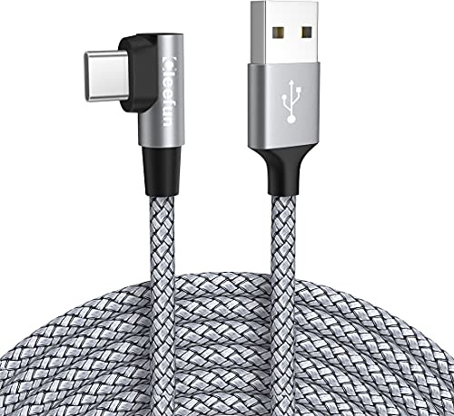 CLEEFUN USB C Kabel Winkel 3 M, USB C Winkelstecker 90 Grad Ladekabel | Kompatible mit iPhone 17/16/15/15 Pro/15 Pro Max, mit Samsung Galaxy S26/S25/S24/S23/S22 Plus usw