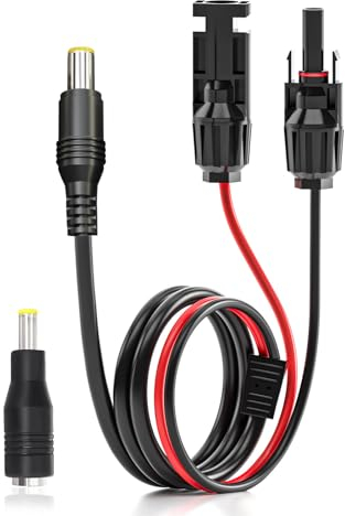 Cleqee Solar Panel Connector to DC 8mm Adapter Extension Cable 16 AWG with DC 5.5mmx2.5mm Adapter for GZ Portable Backup Power Station, Solar Generators 6.23ft