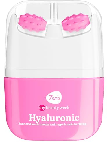 7Days Crema Viso Antirughe Idratante per Skincare Coreana con Acido Ialuronico e Vitamina C per Donna e Uomo Effetto Lifting Rassodante con Roller per Massaggio Collo e Decollete 40 ml