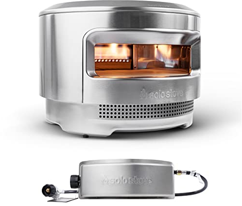 Solo Stove Forno per pizza Pi a legna e a gas | Comprensivo di forno per pizza, gruppo di cottura a legna, pietra per pizza (13 mm), Acciaio inox, Altezza: 38,4 cm x Diametro: 52 cm, Peso 13,8 kg