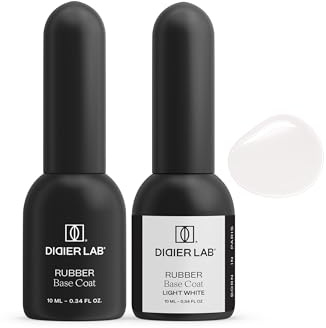 DIDIER LAB Premium Rubber Base Gel Clear & Light White - LED UV Nagellack Set - Soak Off Gel Nagellack Milchig Weiss - Base Coat UV Gel Nagellack Klar - Verlängerung bis zu 5mm - UV Lacke -2x10ml