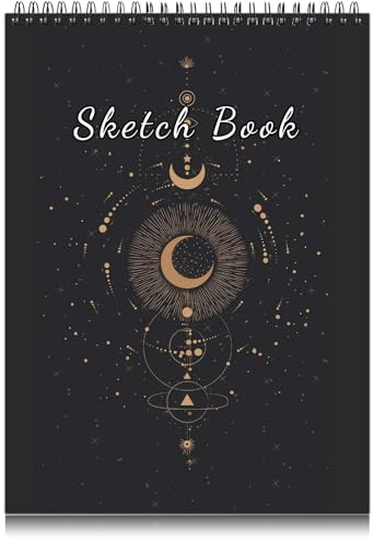 Deokke A4-Skizzenbuch mit Spiralbindung,100GSM 50Blatt/100Seiten,22,9 x 30,5 cm,Nettes und künstlerisches Zeichenbuch,Geeignet für Jungen Mädchen und Anfänger (E9-Sonne)