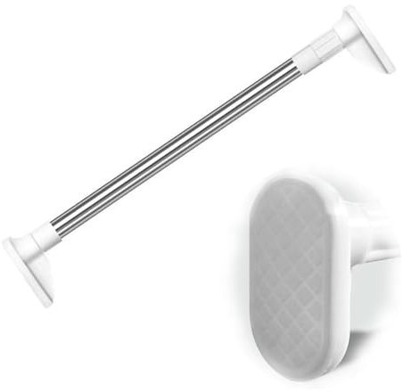YANBI Schrankrohr Anti-Rutsch-Hängegarderobenstange Weiß, Verstellbare Schrankspannstangen, Kleiderstangenhalter, Robuste Kleiderstange für Die Waschküche (Size : 38-56cm)