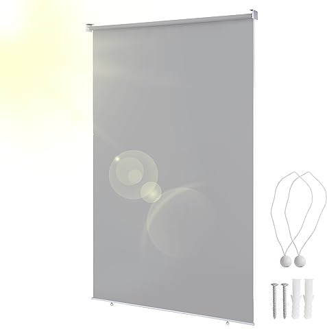 Ansobea Store vertical extérieur, 140 x 240 cm, store vertical extérieur, ombrage et brise-vue pour l'intérieur et l'extérieur, gris