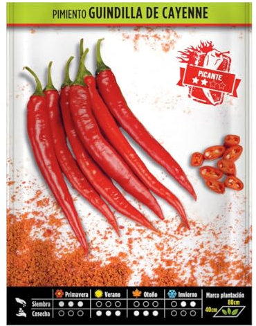 Semillas Horticolas -Pimiento guindilla de cayenne- Semillas Picantes