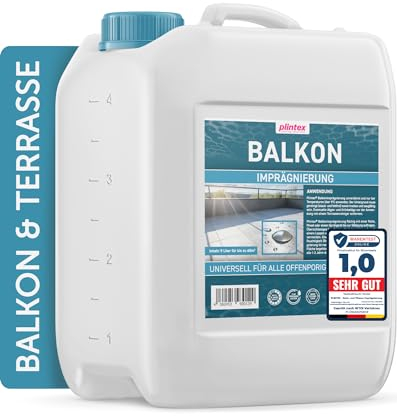 PLINTEX® Balkonimprägnierung Außen & Innen 5L - Balkon Imprägnierung universell anwendbar - Naturstein, Steinplatten, Pflasterstein - Steinversiegelung