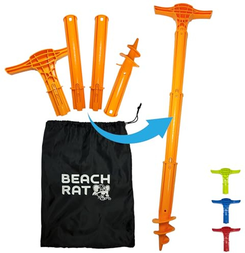 Beach Rat Force Anchor & Aufbewahrungstasche – 1,2 m Jetski-Anker/Bootsanker/Kajakanker für flaches Wasser und Sandbank – Hochfeste Kunststoffstange Bootszubehör – Sandbar-Anker-Kit Koffer (Neon