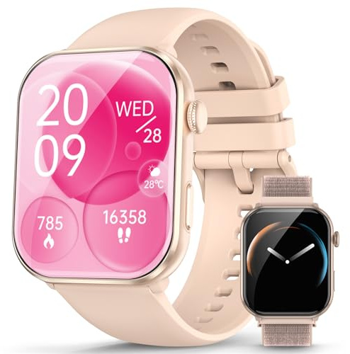 Blackview Smartwatch Damen Herren, AMOLED-Bildschirm immer an, Fitnessuhr mit Telefonfunktion, Anrufe tätigen/empfangen, Sportuhr 100+Sportmodi, Puls-Schlaf-Monitor, Schrittzähler, Uhr für Android iOS