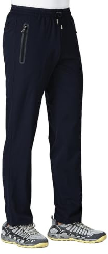 Rdruko Jogginghose Herren Lang Trainingshose Sporthose Schnelltrocknend Freizeithose Männer Fitness mit Reißverschlusstaschen-Dunkelblau XXL