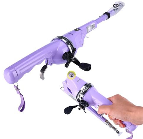 Set mit Teleskoprute und Rolle, Angelrute und Rolle, Taschenangelrute und Rolle – Angelzubehör, Angelrute für Frauen, Meeresangeln, verschiedene Fische