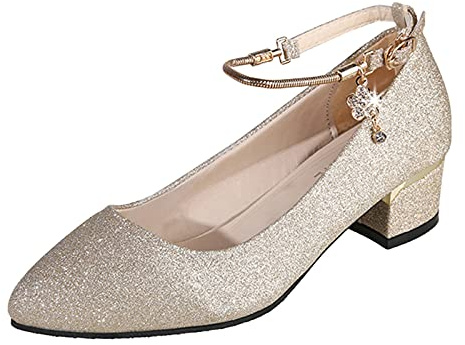 Sandales à talon bloc pour femme avec bride, chaussures fermées à bout rond, sandalettes à talons hauts, chaussures plates avec petit talon, chaussures de mariage, chaussures à enfiler, chaussures de