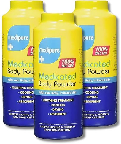 Medipure Medicated Body and Baby Powder - 100% Talc-Free Skin Protection and Soothing Relief, 3 Pack - Gentle, All-Natural Formula for All-Ages Care, Ideal for Sensitive Skin
