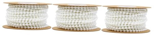 VILLCASE 3stücke Runde Kunststoffperlenkette Für Hochzeitsdekoration Perlenstrang Für Armbänder Und Kunstprojekte Glänzende Weiße Kunstperlen Für Bastelarbeiten Und Festlichkeiten