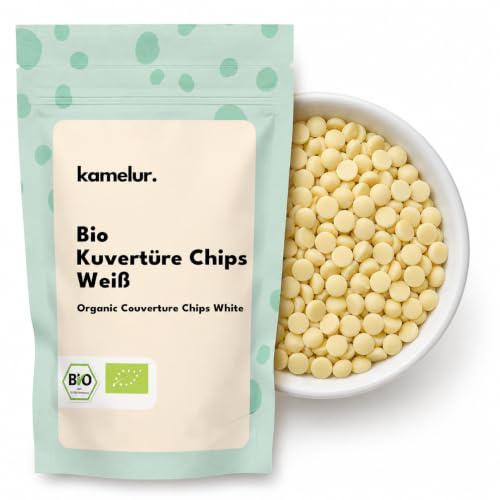 Kamelur 1kg Bio Kuvertüre Weiße Chips - weiße BIO Couvertürechips zart schmelzend optimal als Grundlage für Schokolade oder Pralinen