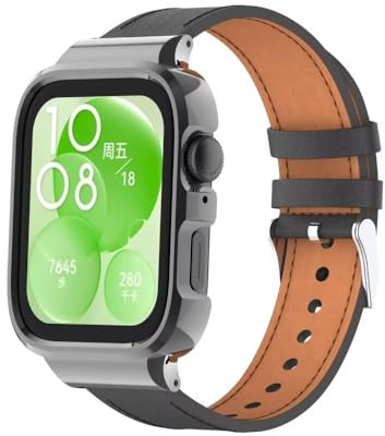 nuosiweilang Armband Kompatibel mit Huawei Watch Fit 3 Armband Ersatzband Lederarmband Uhrenarmband Zubehör für Huawei Watch Fit3 Smartwatch Männer und Frauen