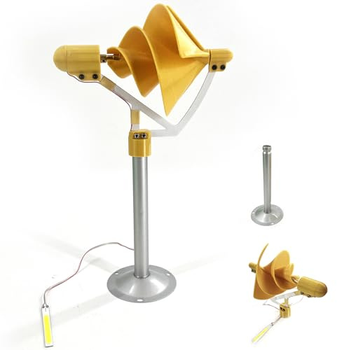 ZHOZHUT 10W Modelo De Aerogenerador DIY 12V Microturbina Eólica En Espiral con Luz Led, Generadores De CC De Imanes Permanentes Pequeñas Turbinas Eólicas para Investigación Educación,Amarillo