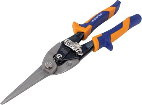 WISEPRO Blechschere Gerade Profi Flugzeugschere Universal – Hochleistungs-Metallschere für Stahl, Alu, Blech Schneiden uvm. Tin Snips mit Hebelübersetzung – 285mm(12S)