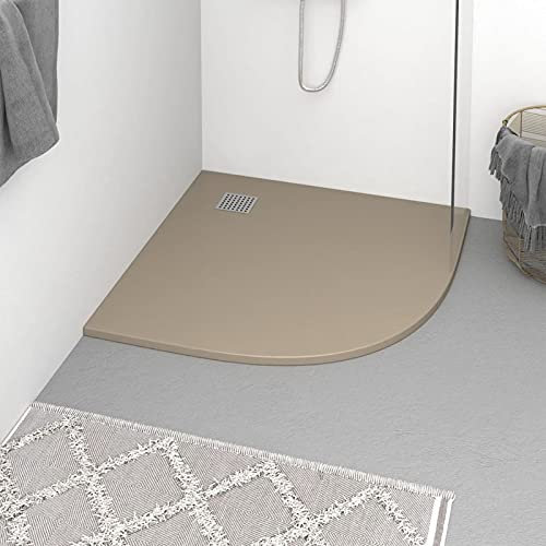 ShGaxin Plato de Ducha, Cabina De Ducha, Borde Plato Ducha, Mampara Plato De Ducha, Antideslizante Ducha, SMC marrón 90x90 cm