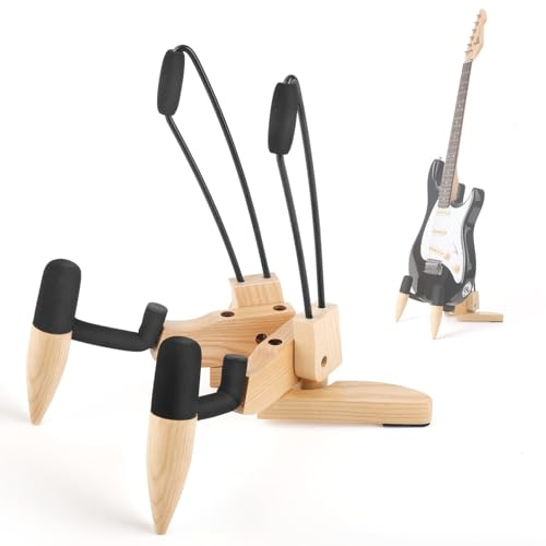 DIDA Guitar Stand for Electric Guitar, Wooden Guitar Stand, Portable Traveling Stand For Electric Guitar and Bass, Single Guitar Stand, Non Slip, Soft Foam Padded Arms (Ashwood)