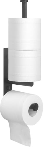 GUIGUZI Schwarz Toilettenpapier Ohne Bohren, Klopapier Aufbewahrung, Toilettenpapierhalterständer für die Aufbewahrung von Ersatzrollen für Badezimmer und Toilette/Selbstklebender