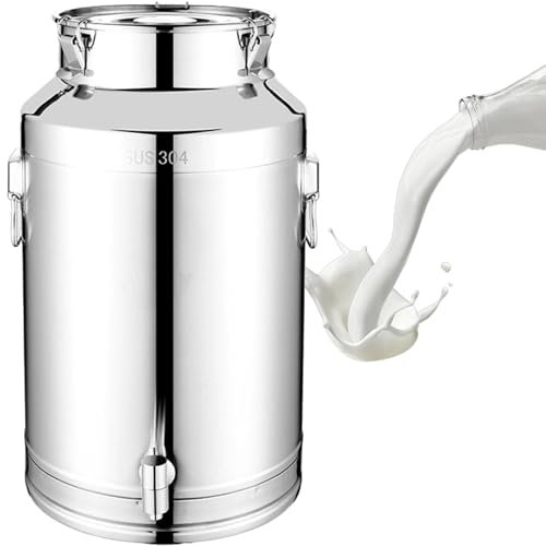 Adima 304 Acier Inoxydable Hermétique Pot À Lait seau à lait portable de grande capacité Pot À Lait Hermétique en INOX avec Couvercle Et Robinet 15L/20L/28L,20L