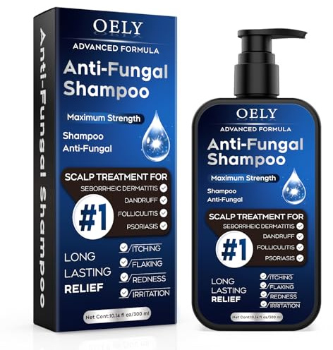 Antifungal Psoriasis Shampoo for Seborrheic Dermatitis, Folliculitis & Scalp Psoriasis, Anti-Dandruff Shampoo for Men & Women, Relieves Scalp Itching, Dryness, Sulfate & Paraben-Free, 10.1 Fl Oz-Fresh