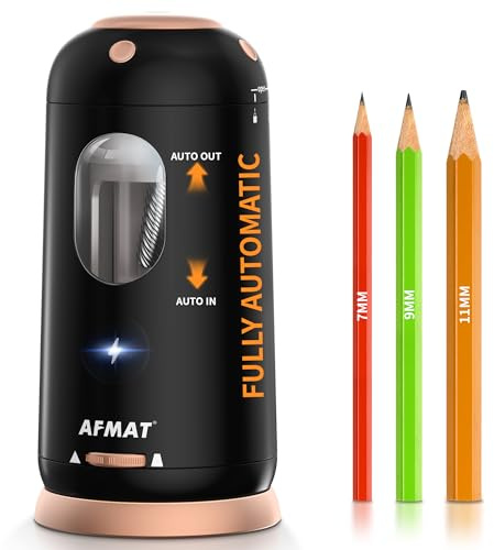 Sacapuntas eléctrico AFMAT, Negro, con lata, sacapuntas grueso y fino, para Escuela u Oficina