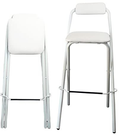 Sedia da cucina pieghevole con schienale e poggiapiedi, sgabello portatile da bar, per ufficio, pub, negozio e feste, altezza 60 cm, design leggero e salvaspazio