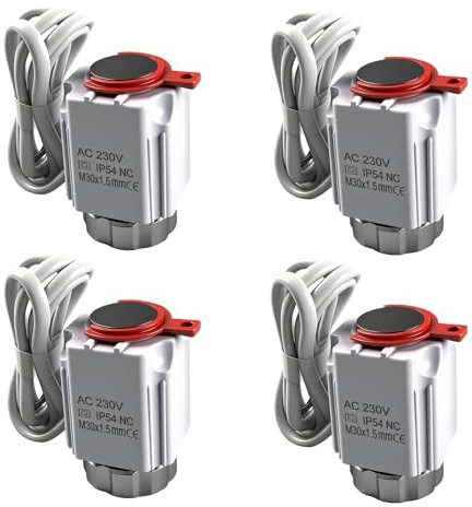 Stellantrieb Fussbodenheizung 230v NC M30x1,5 (Stromlos Geschlossen) Stellmotor VA80 Fußbodenheizung Ventil für Nahezu Jeden Heizkreisverteiler (4 Stück)