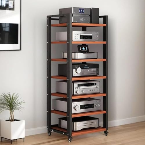 UFAGFDA 7-Tier Heavy Duty Audio Component Rack 140cm Tall - HiFi Amplifier Rack/Audio-Video Shelving - CD Record Player Stereo Receiver AV Equipment Cabinet Display Stand,A