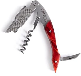 Oinos, A Corkscrew. Professional 'Waiters Friend' Wine Opener, Stainless Steel Corkscrew. (Red)