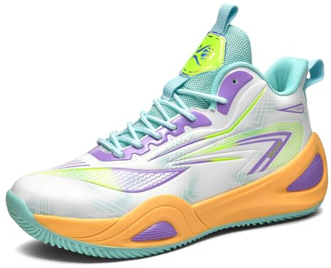 Voguerra Herrmode Basketskor Andningsbara Halkfria Slitstarka Lättviktiga Med Fålvsstöd Inomhus Utomhus Sneakers Sportstövlar(Green-,35 EU)