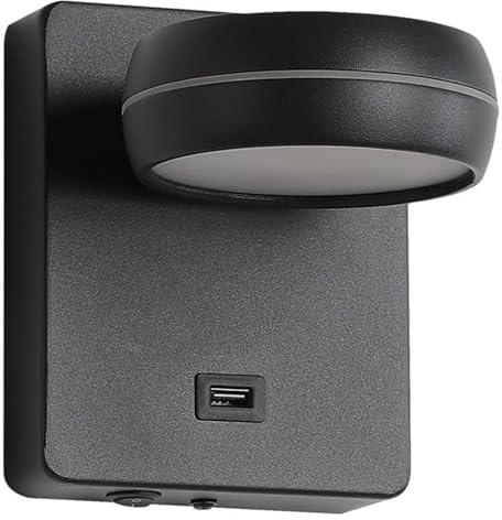 XYNSNDB Lampade da Parete Applique da Comodino Lampada da Lettura a LED per Montaggio a Parete, Uscita USB, Apparecchio di Illuminazione per testiera Regolabile a 350° Lampada da Lettura per Letto