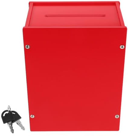 JOINPAYA Urna Elettorale Multifunzionale in Pvc con Lucchetto Sicuro e Protezione della Privacy, Scatola per Donazioni Rossa per Raccolte Fondi ed Elezioni