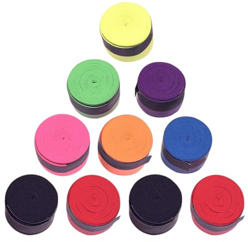 MUELODSIC 10 Rollen rutschfeste Overgrips für Tennis und Badmintonschläger Atmungsaktive Griffbänder Flexibel und Weich Selbstklebend für Tennis Badminton Squash und Racketball