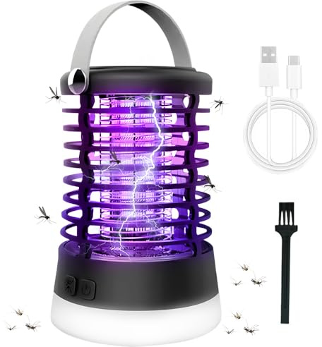 DAJASD Insektenvernichter Elektrisch, UV Wiederaufladbar Mückenlampe mit 3 Lichtmodi, USB Tragbare Insektenvernichter Mückenschutz, Fliegenfalle Elektrisch für Mücken, Motten, Fliege, Spinnen