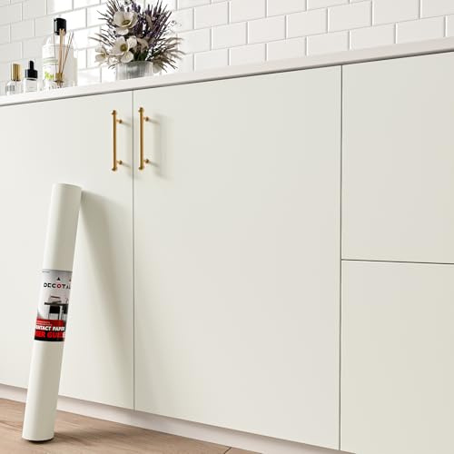 Decotalk Möbelfolie Selbstklebend Beige Matt Modern Superweich 40X300cm Dicke Selbstklebende Tapete Beige für Schlafzimmer Wohnzimmer Wand Klebefolie Möbel Wasserfest für Tisch Küche Bad Schrank