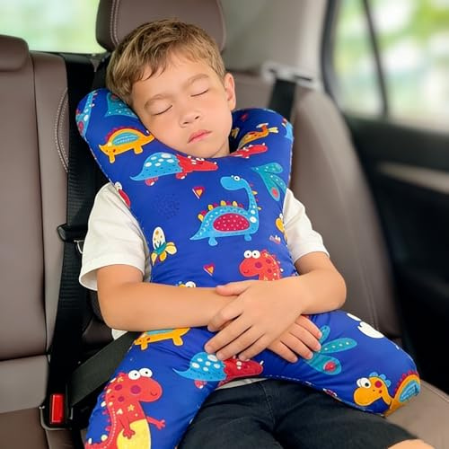 XINGYAOGJ X-Shaped Car Seat Pillow Head Neck Support Travel Pillow for Kid Adult Soft Comfortable Car Sleeping Headrest Cushion Adjustable Seat Belt Travel Cushion for Long Journey Airplane