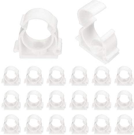 sourcing map 20pcs U-Shaped PPR Water Pipe Clamps Clips 1 (25mm) U-Shaped Buckles U-Hook Pipe Support Hangers with Lock for TV Trays Tubing Hose Hanger Support Pex Tubing, White