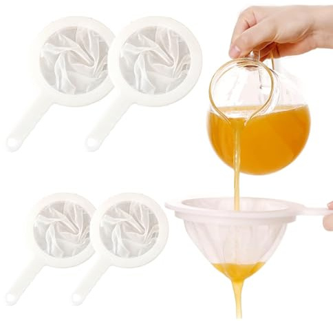 PYRUVAE 4 Piezas Coladores De Plástico Premium 100/200 Puntos Colador Malla De Nailon Fino Ultrafino Tamiz Para Aceites Café Té Jugo Vino Leche Filtrado Rápido Miel Para Cocina Café Restaurante