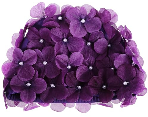 SOPOTUTU Cuffia da Bagno Donna Petali Floreali 3d in Nailon Porpora, Antiscivolo e Facile da Indossare per Festa Estiva e Nuoto