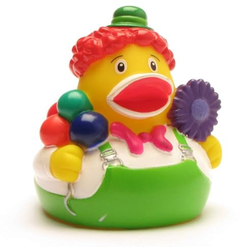 Duckshop I Badeente Clown I Quietscheentchen I L: 8 cm I Quietscheente I Geschenk für Karneval I Präsent Fasching