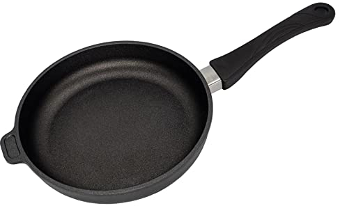 Eurolux Guss-Pfanne Induktion Ø 26 cm - flacher 5.0 cm Rand - mittelgroße runde Alugusspfanne mit Antihaft-Beschichtung - Made in Germany