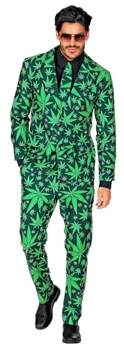 W WIDMANN MILANO Party Fashion - Anzug Herren Ganja Style | 3-teilig mit Jackett, Hose und Krawatte als Kostüm für Karneval, Festival und Mottoparty