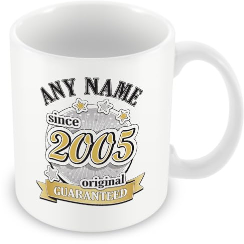 MUGGZ Original 2005 (Age 21) Personalised Mug - Customised 21st Birthday Gift - Add Name - Gold
