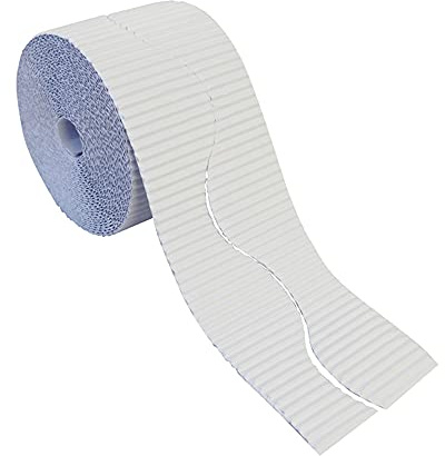 Bright Ideas BI7891 Wellbordüre Schulauslagen Wellpapp-Rolle für Schulaufsteller, weiß, 57mm x 7.5m