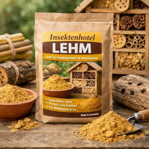 500g Lehm für Insektenhotel Brutplatz Bruthülsen Bambusröhrchen Roggenstroh Nistkasten Nisthilfe Wildbiene Bienen