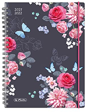 Herlitz 50034840 Schülerkalender 2021/2022 MustHave, A5, Motiv: Flowers, 1 Stück